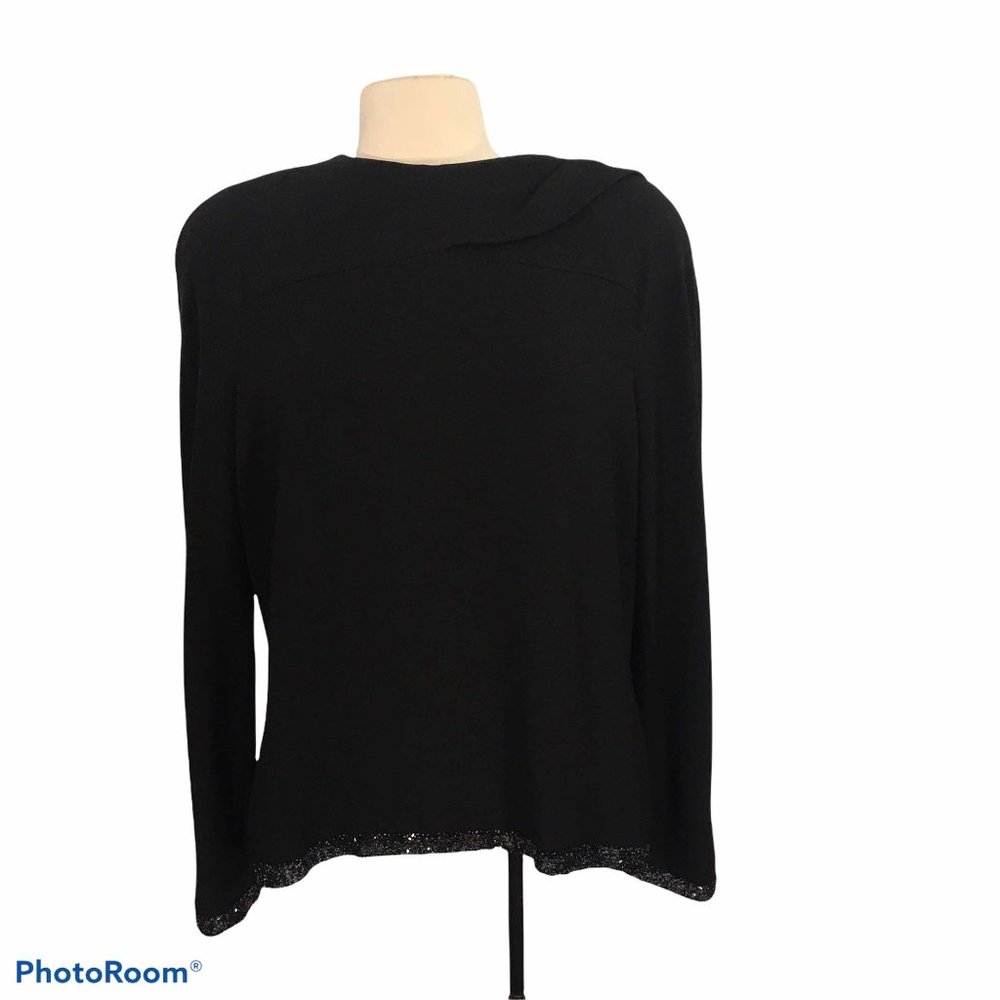 Ildi Marshall Vintage Black Beaded Form Blouse, Top , Long Sleeves,‎ size 16
